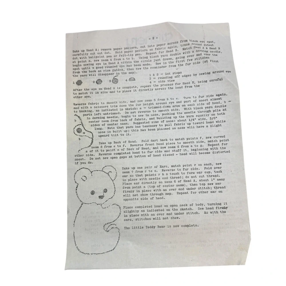 Creative Village Stitchery Teddy Bear Sewing Pattern Kit Vintage Plush‎ Craft